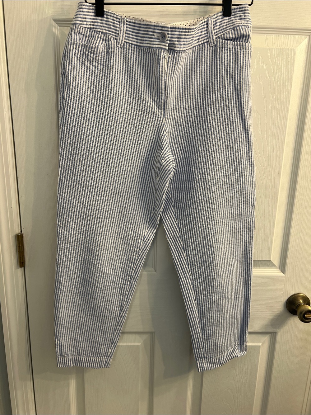 Talbots Blue and White Striped Seersucker Chinos